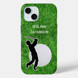 Golf - Golf Ball and Player Silhouette iPhone 15ケース