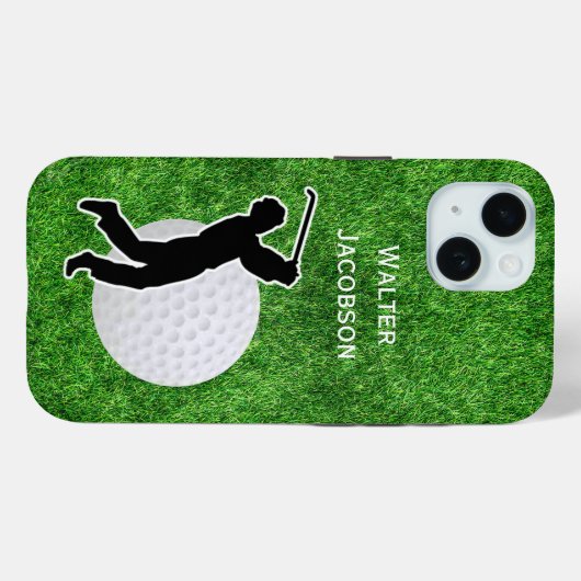 Golf - Golf Ball and Player Silhouette Case-Mate iPhoneケース (裏面 (横))