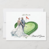 Golf golf flag on heart shape for wedding 招待状 (正面)