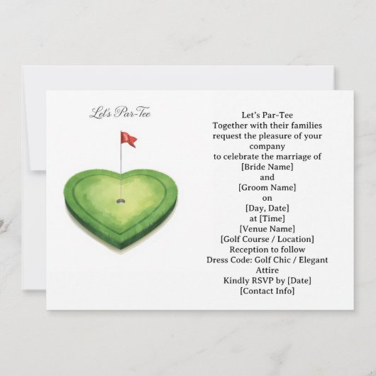 Golf golf flag on heart shape for wedding 招待状 (裏面)