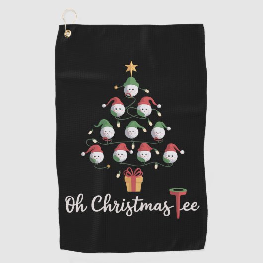 Golf Golfer Funny Golfing Oh Christmas Tee ゴルフタオル (正面)
