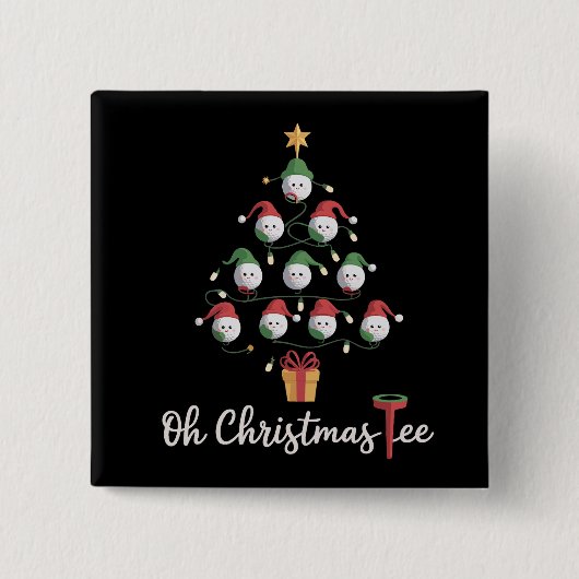 Golf Golfer Funny Golfing Oh Christmas Tee 缶バッジ (正面)