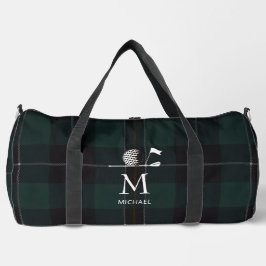 Golf Golfer Gift Elegant Plaid Monogram Custom ダッフルバッグ