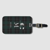 Golf Golfer Gift Elegant Plaid Monogram Custom ラゲッジタグ (正面横)
