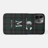Golf Golfer Gift Elegant Plaid Monogram Custom Case-Mate iPhoneケース (裏面(横))