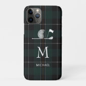 Golf Golfer Gift Elegant Plaid Monogram Custom Case-Mate iPhoneケース (裏)