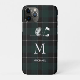 Golf Golfer Gift Elegant Plaid Monogram Custom iPhone 11 Proケース