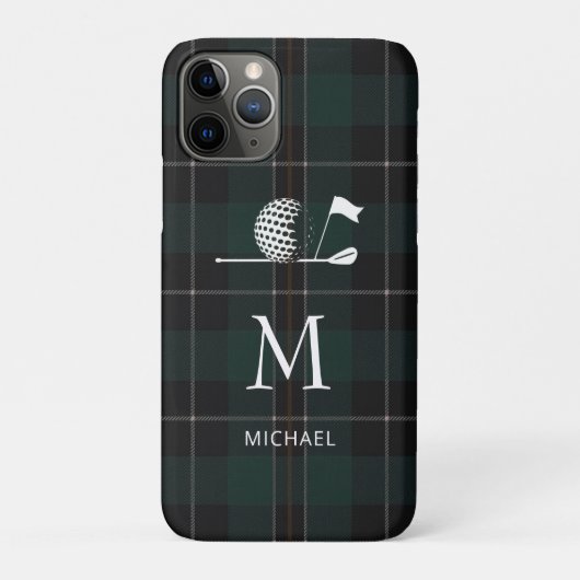 Golf Golfer Gift Elegant Plaid Monogram Custom Case-Mate iPhoneケース (裏)