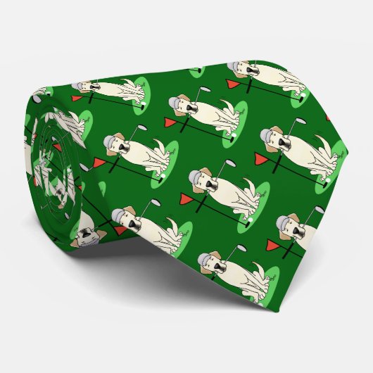 Golf Golfing Yellow Lab Labrador Retriever Dog ネクタイ (ロール)