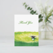 Golf Graduation Thank You Card on Putting Green  ポストカード (スタンド正面)