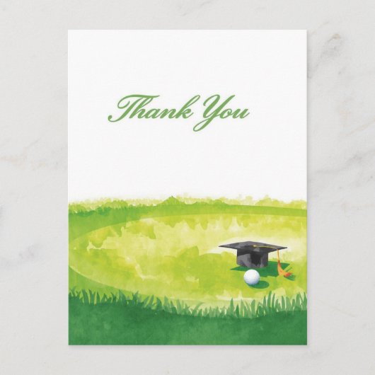 Golf Graduation Thank You Card on Putting Green  ポストカード (正面)
