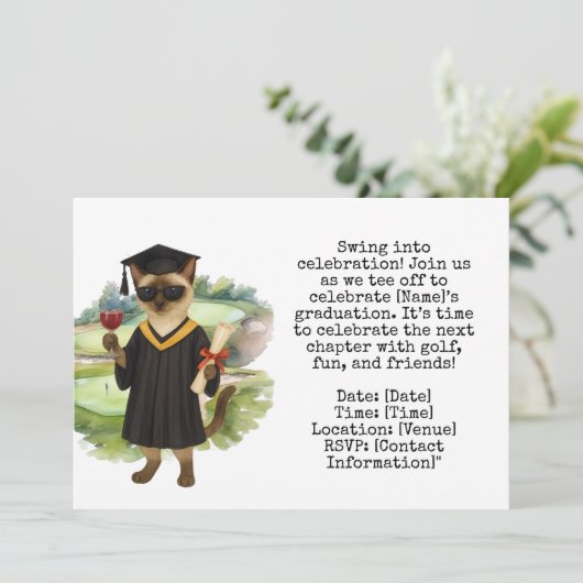 Golf Graduation themed  招待状 (スタンド正面)