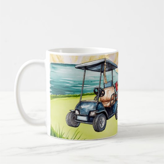 Golf Graduation themed for golfer on putting green コーヒーマグカップ (左)