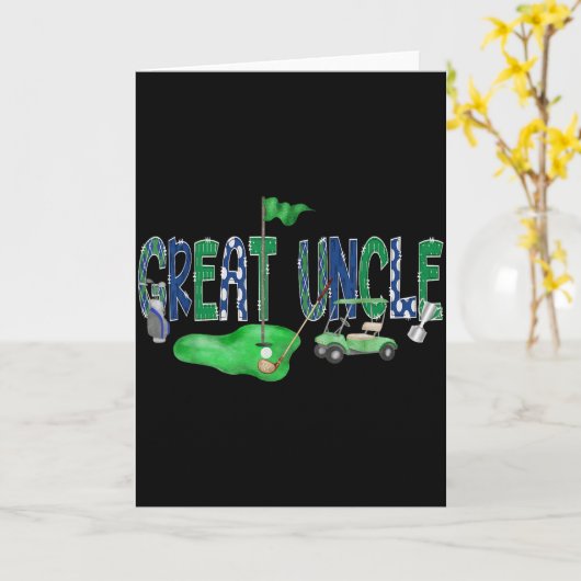 Golf Great Uncle Hole In One Golf 1st Birthday Boy カード (黄色い花)