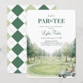 Golf Green Boy Baby Shower Par-Tee 招待状 (正面/裏面)