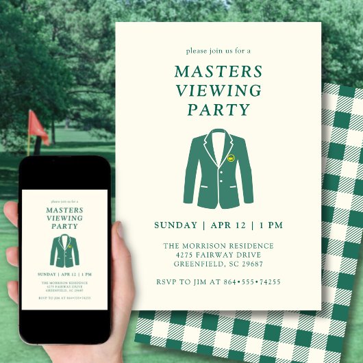 Golf Green Jacket Masters Viewing Watch Party 招待状
