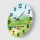 Golf Green with Name Personalized ラージ壁時計 (傾斜)