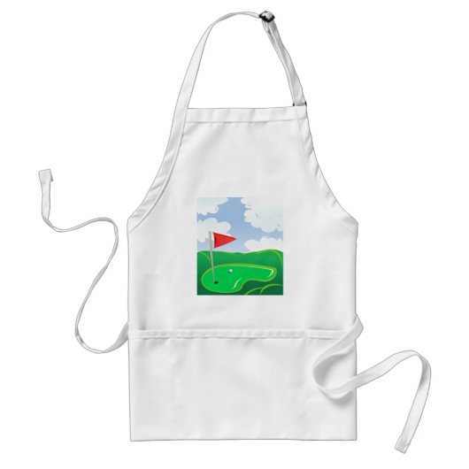 Golf Green with Red Flag and Ball スタンダードエプロン (正面)