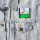 Golf Green with Red Flag and Ball 缶バッジ (インサイチュ)
