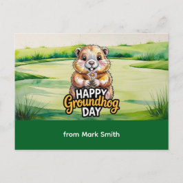Golf Happy Groundhog Day for Golfer シーズンポストカード