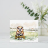 Golf Happy Groundhog Day for Golfer シーズンポストカード (スタンド正面)