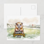 Golf Happy Groundhog Day for Golfer シーズンポストカード (正面/裏面)