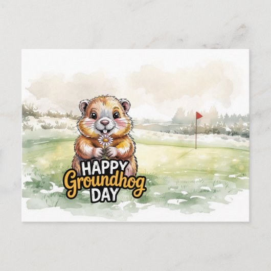 Golf Happy Groundhog Day for Golfer シーズンポストカード (正面)
