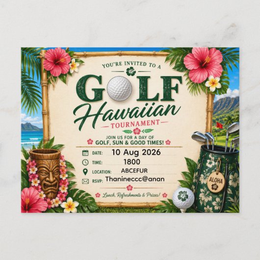 Golf Hawaii themed for Hawaiian Golfer Party ポストカード (正面)