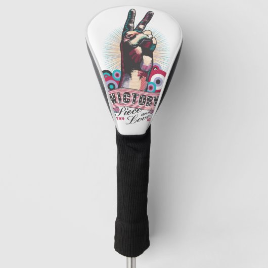Golf Head Cover – Victory Peace & Love Pop-Art ゴルフヘッドカバー (正面)