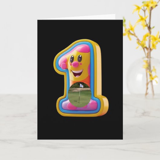 Golf. Hole in one. カード (黄色い花)