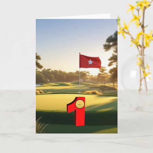 Golf. Hole in one. カード (黄色い花)