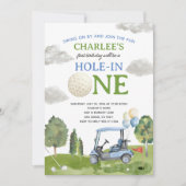 Golf Hole in ONE Birthday Party Invitation 招待状 (正面)