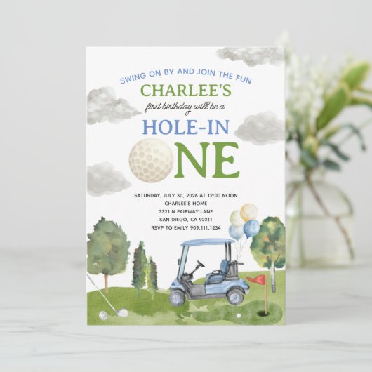 Golf Hole in ONE Birthday Party Invitation 招待状 (スタンド正面)