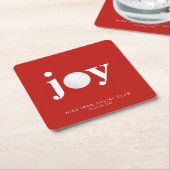Golf Holiday Joy Personalized Typography Red スクエアペーパーコースター (アングル)