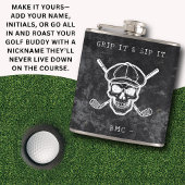  Golf Humor Grip It Sip It Custom Initials Black フラスク