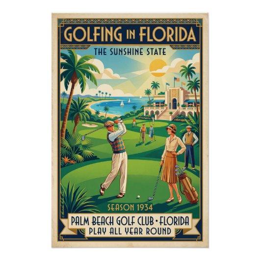 Golf in Florida – Palm Beach 1934 ポスター (正面)