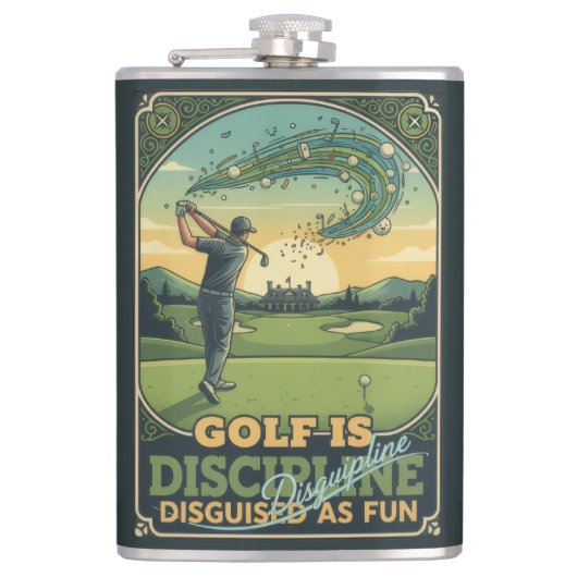 Golf Is Discipline Disguised as Fun | Motivational フラスク (正面)