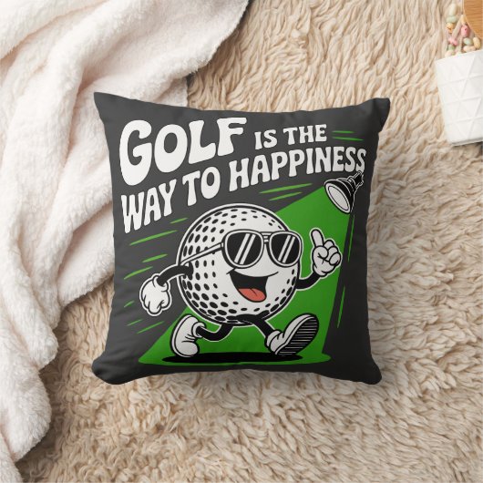 Golf is the way to happiness クッション (ブランケット)