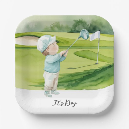 Golf It's Boy for Baby Shower ペーパープレート (正面)
