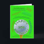 Golf Jocks誕生日カードfor son カード<br><div class="desc">ゴルファー素晴らしまたはゴルフ大事な行事用のおもしろいカード。ゴルフのジョークに囲まれたティー上のゴルフボール。息子の誕生日カード。</div>