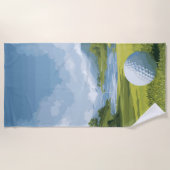 Golf Landscape Illustration – Scenic Course Artwor ビーチタオル (正面)