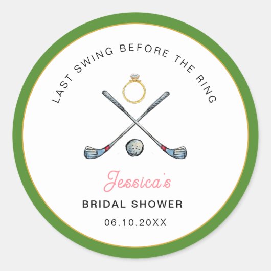 Golf "Last swing Before the ring" Bridal Shower  ラウンドシール (正面)