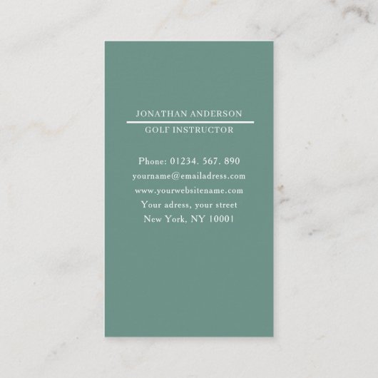 Golf Lehrer  Grau-Grün Weiß 名刺 (裏面)