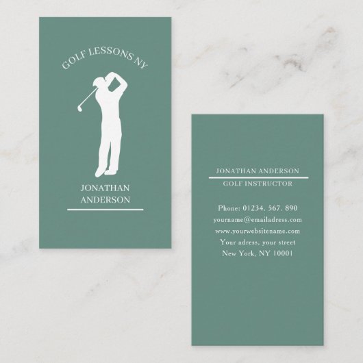 Golf Lehrer  Grau-Grün Weiß 名刺 (正面/裏面)