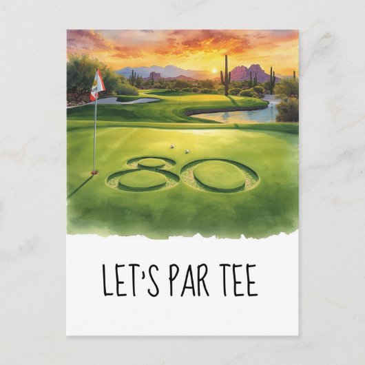 Golf Let’s Par tee 80th Birthday Party ポストカード (正面)