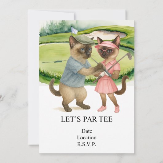 Golf Let’s Par tee for cat lovers  招待状 (正面)
