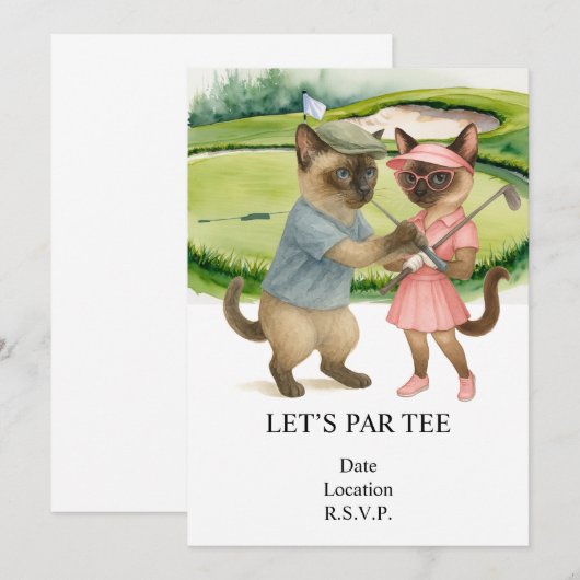 Golf Let’s Par tee for cat lovers  招待状 (正面/裏面)