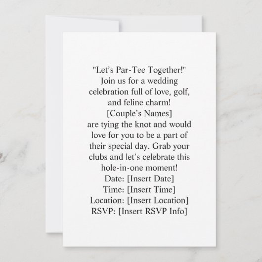 Golf Let’s Par tee for cat lovers WEDDING 招待状 (裏面)