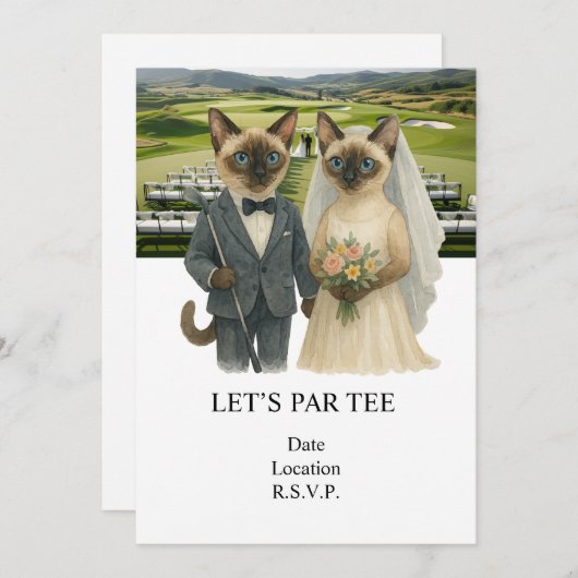 Golf Let’s Par tee for cat lovers WEDDING 招待状 (正面/裏面)