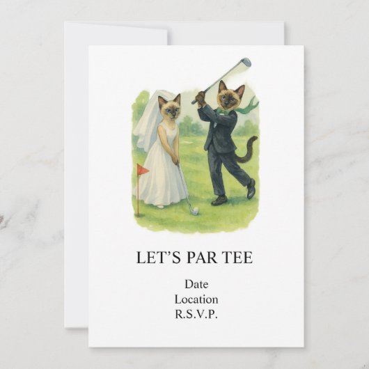 Golf Let’s Par tee for cat lovers WEDDING 招待状 (正面)